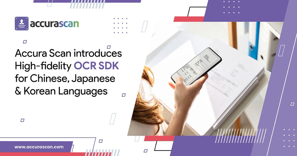 AccuraScan's tweet image. Accura Scan introduces High-fidelity OCR SDK for Chinese, Japanese & Korean Languages
bit.ly/3UpD8e5
#OCR #textrecognition #identityverification #KYC #AML #digitalonboarding #SDK #deeplearning #documentdigitization #chineselanguage #japaneselanguage #koreanlanguage