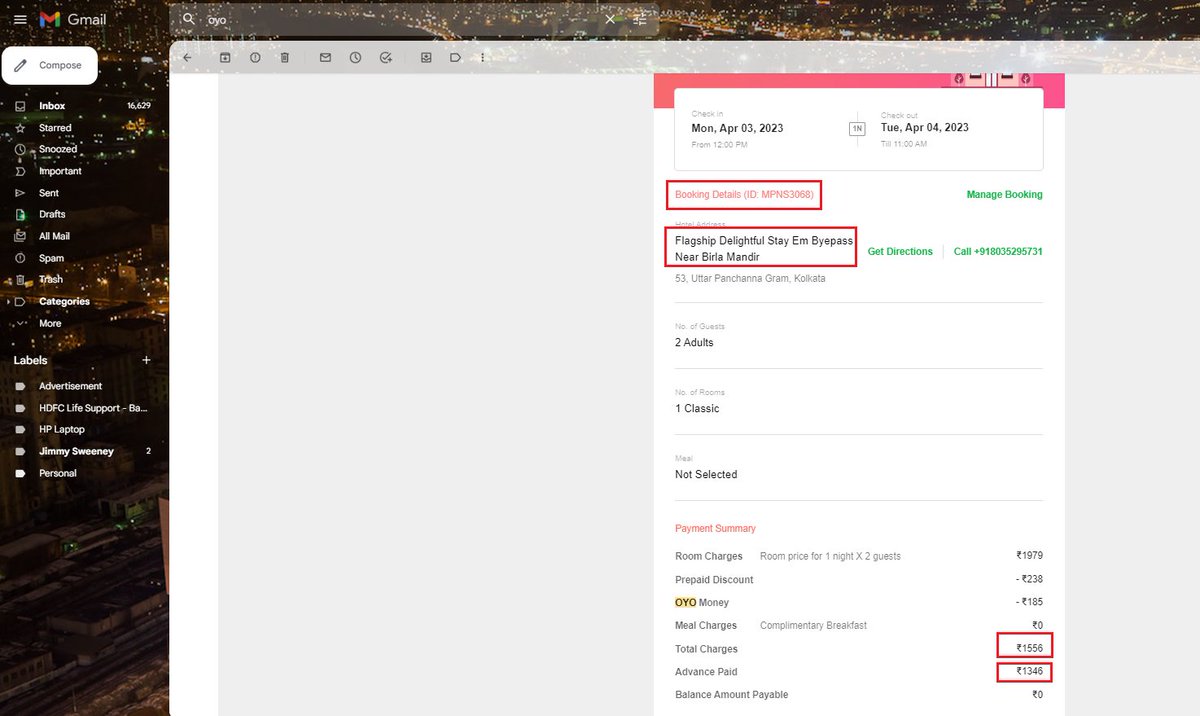 jayatesatyamev2's tweet image. #oyofraud #oyoscam #oyorooms
But on the day of check-in (03.04.2023) just 2 hrs. before got mail #OYO has updated booking details &amp;amp; hotel automatically changed to Flagship Delightful Stay Em Byepass, Kolkata on the same Booking ID.Also increased fare.
@oyorooms @OYO4U @riteshagar