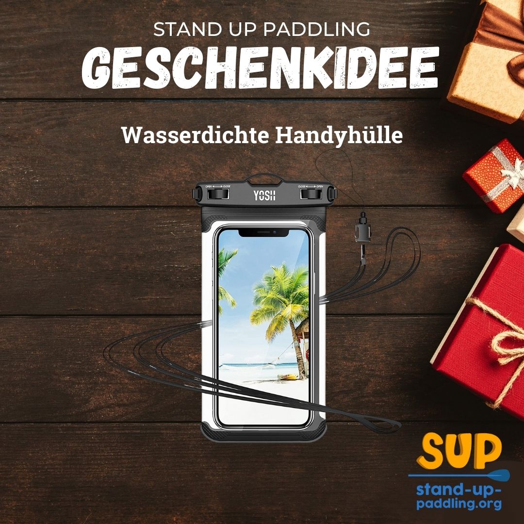 Auf der Suche nach Geschenkideen? 🎁

Wie wär's mit einer wasserdichten Handyhülle? 🤔

Schnell mal ein Selfie aufnehmen, ein paar WhatsApp-Nachrichten schreiben oder auch nur die gepaddelte Strecke mittels einer SUP App tracken wollen. Auch beim Stand Up Paddeln wollen viele ...