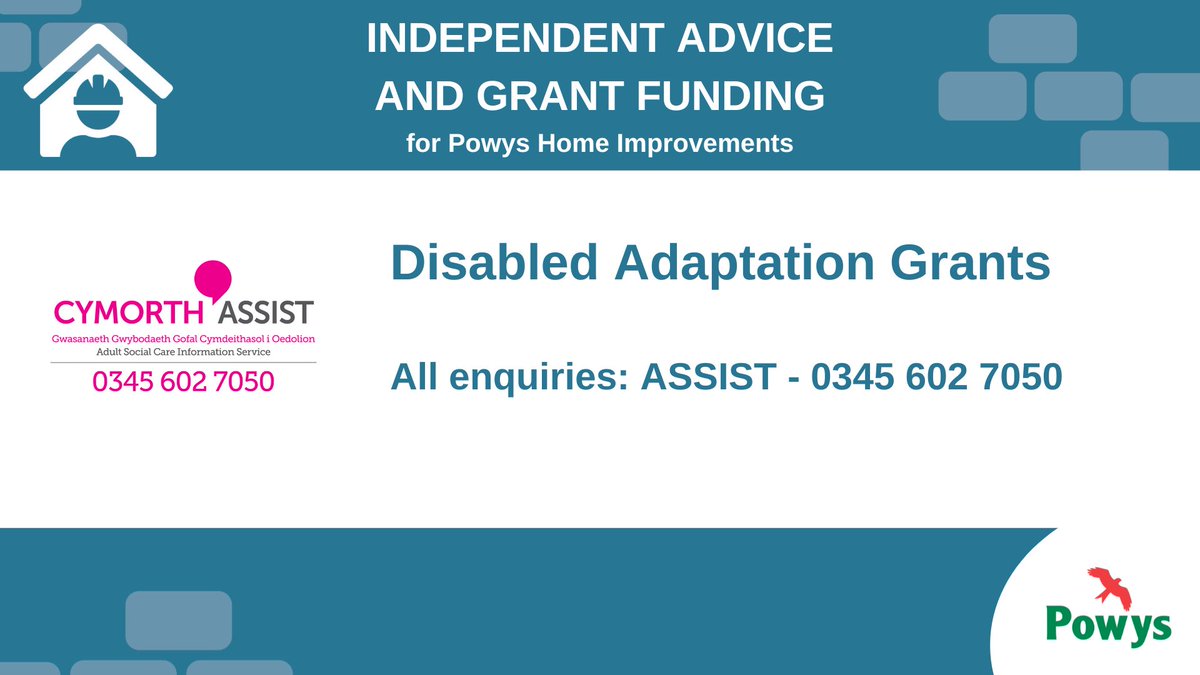 Do you need home adaptations ranging from a simple handrail to a walk-in shower?

Contact us for more information at en.powys.gov.uk/article/7708/A…