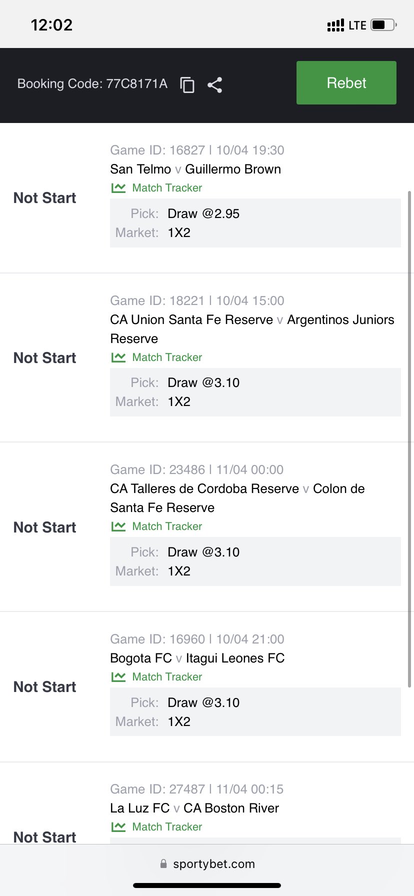 Resultados - CA Talleres de Cordoba Reserve