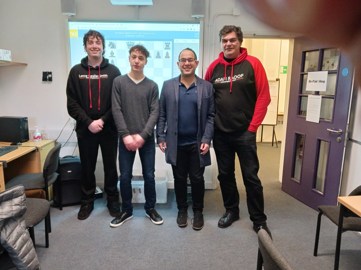 adamraoof's tweet photo. @CHESS_Magazine @4NCL @Atomrod @GMJSChr @WelshChessUnion Two Grandmaster norms at Southend thanks to Lance Leslie-Smith for organising! Ameet Kumar Ghasi and Mahel Boyer https://t.co/GrbuxieINa