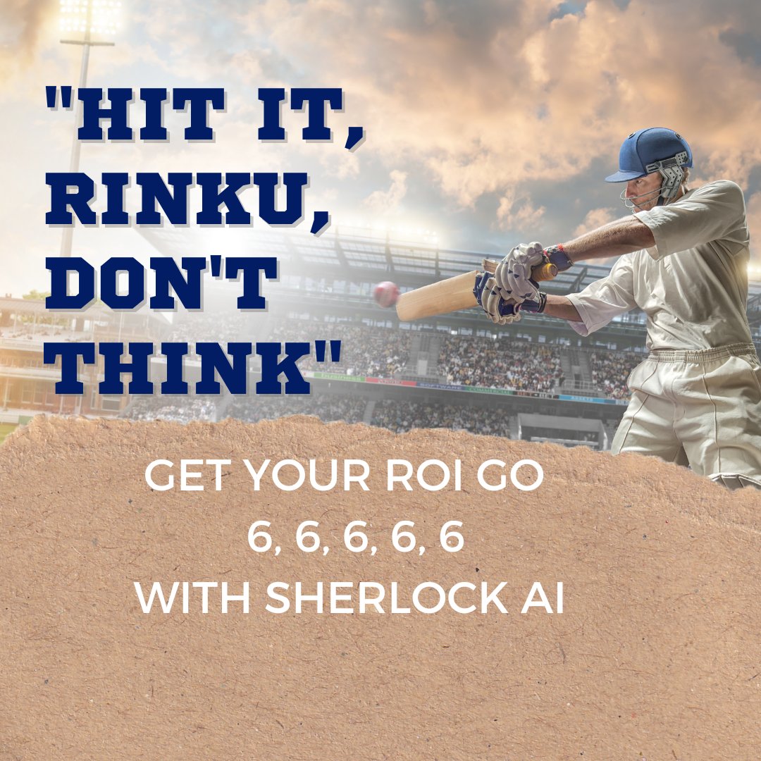 infanatweets's tweet photo. Looking to boost your ROI? Look no further than Sherlock AI!
We can help you achieve impressive results, just like Rinku Singh's 5 sixes in a row!
#IPL2023 #5sixes #RinkuSingh #GTvKRR https://t.co/36eN6UpDQq