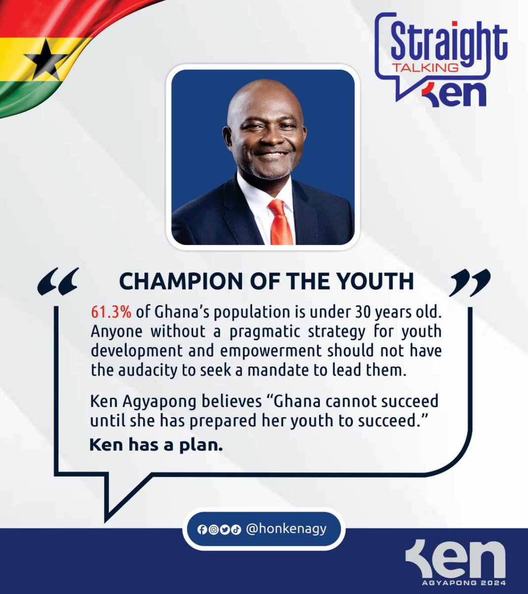 The Youth Favorite 🤩 
if it’s Ken We’ll Vote 🗳 
Nana AmaHon. Ken Ohene AgyapongWe Are For Hon Ken WorldwideSupport Ken