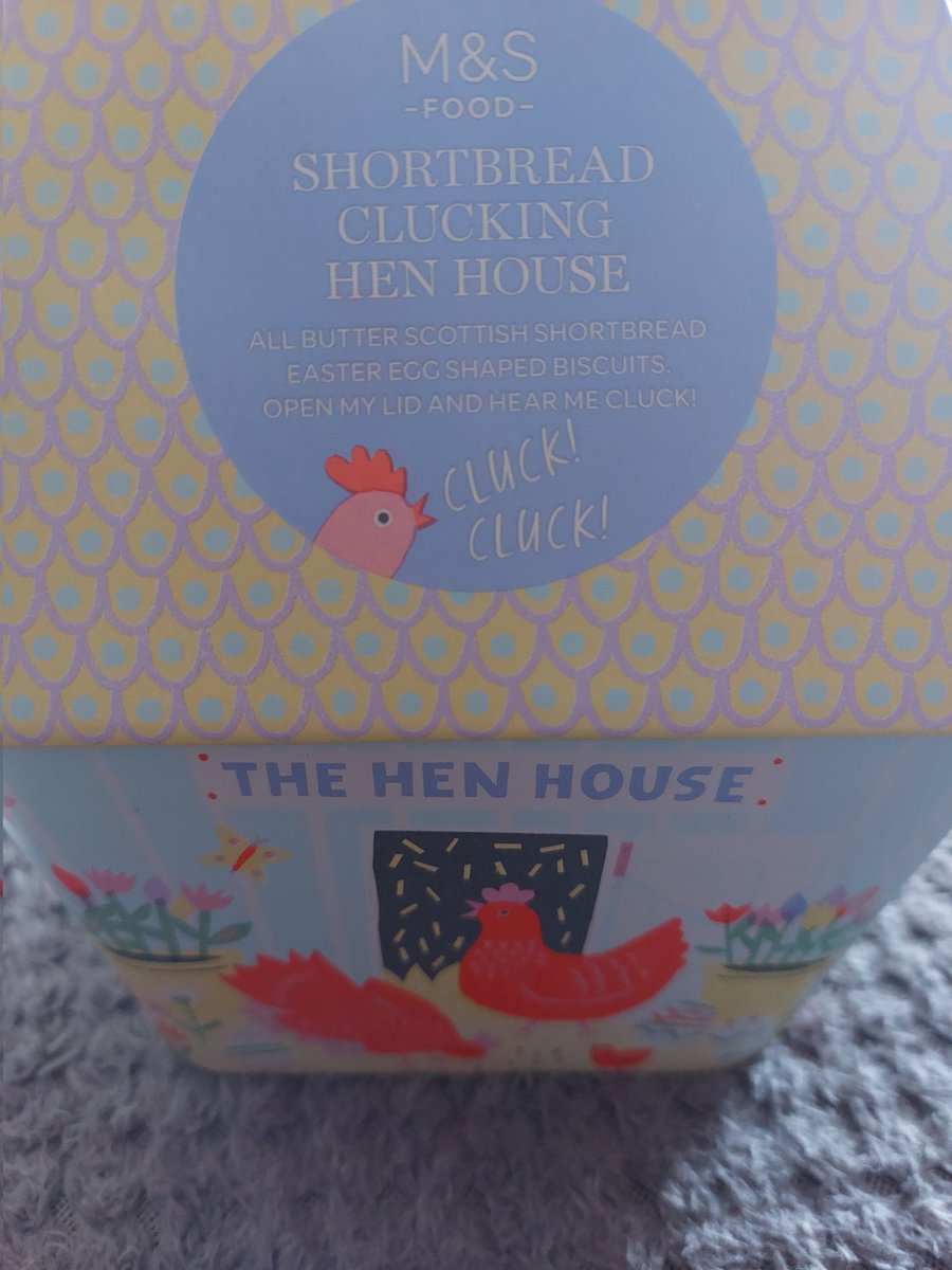 leannerains's tweet image. Just love this cute hen house biscuit tin...but the cat 🐈 thinks there is chickens in the house! @marksandspencer  #Easter #cat #chickens