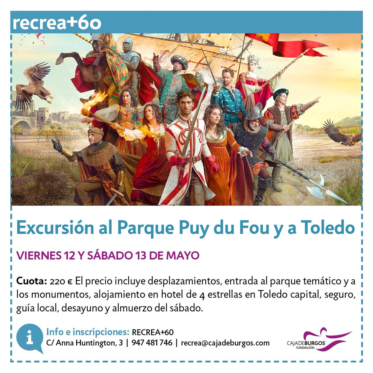 ForoSolidario's tweet photo. Apunta en tu agenda las próximas salidas y excursiones de nuestro #ProgramaRECREA 📅📝
👉🏼 Este jueves @cabdeburgos
👉🏼 15/04 Desfiladero de La Yecla…
👉🏼 12 y 13/05 Puy su Fou y Toledo
👉🏼 17/06 Valle de Mena
Toda la info https://t.co/UqJmZCh1cH https://t.co/ZbZEtIkWgf
