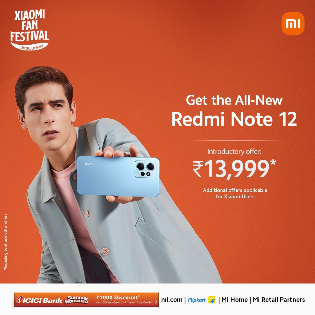 RedmiIndia's tweet image. Elevate your smartphone game with the all-new #RedmiNote12. 

Buy the #SuperNoteSuperDesign today at just ₹13,999*. 
🛒 bit.ly/RedmiNote12_Al…
