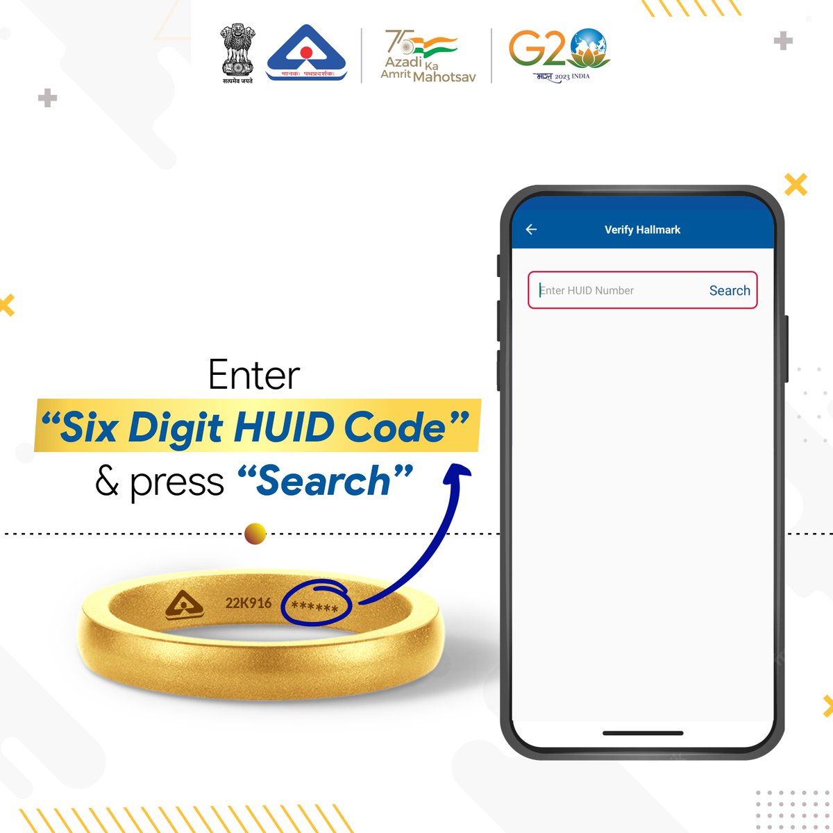IndianStandards's tweet image. Are you concerned about the authenticity of #gold jewellery you are buying? Check it using the 'Verify #HUID feature' on the BIS Care App.
Download on Google Play and App Store: onelink.to/mshz7g

#HallmarkHaiTohSonaHai