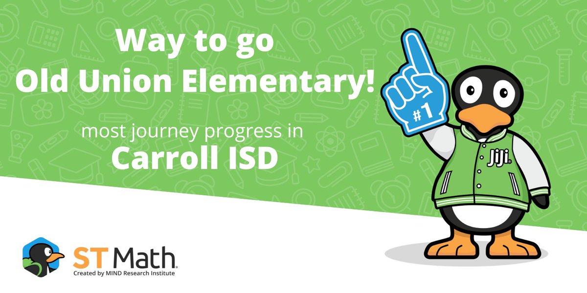 STMathTX (@stmathtx) on Twitter photo Congrats to <a href="/oldunionES/">Old Union Elementary School</a> for having the most ST Math journey progress in <a href="/Carrollisd/">Carroll ISD</a> 🎉🐧🎉 Keep up the great work! Congrats to <a href="/oldunionES/">Old Union Elementary School</a> for having the most ST Math journey progress in <a href="/Carrollisd/">Carroll ISD</a> 🎉🐧🎉 Keep up the great work!
