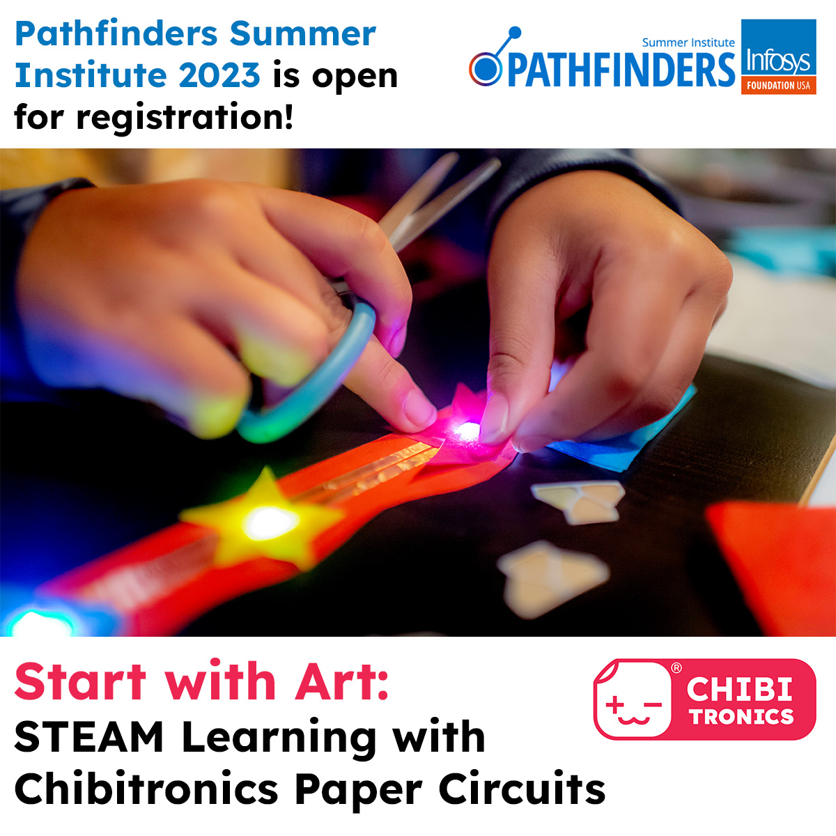 chibitronics's tweet image. K-12 public school teachers, @Chibitronics is offering two FREE virtual PD sessions: July10-19 &amp;amp; Jul 24-Aug 2, as part of #infyPathfinders Summer Institute 2023!   #STEAMEducation   chibitronics.com/2023/04/09/reg…