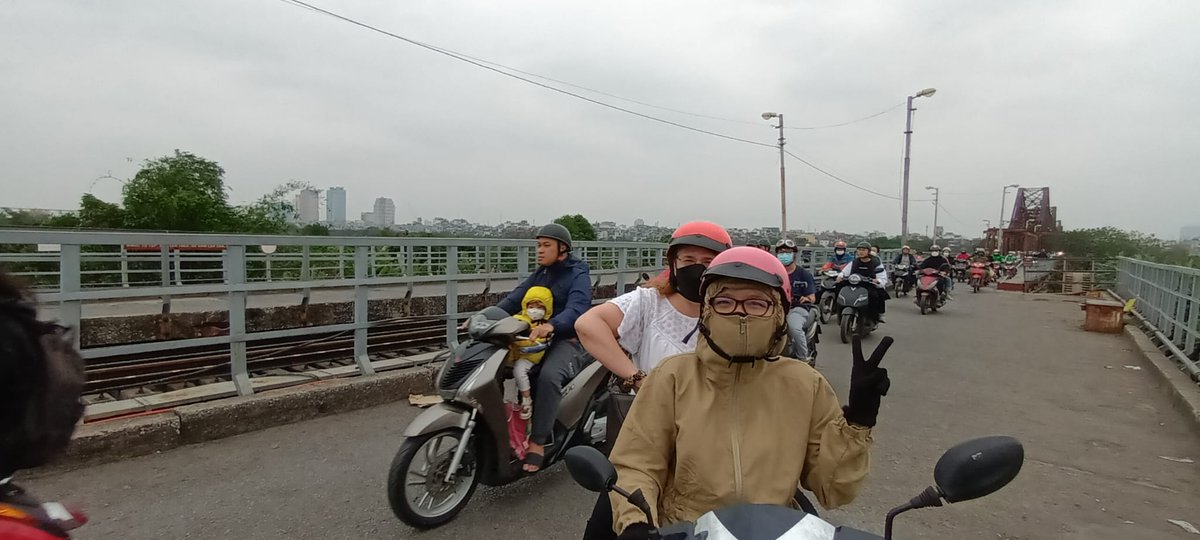 DrSusanMatthews's tweet photo. Wrapping up a  fabulous Viet Nam trip with four nights in the same bed in Ha Noi! Experience of a lifetime with our motorbike tour of the city with our Phenikaa friends. And of course yet more amazing food and drink https://t.co/ZK1qVUiLmM