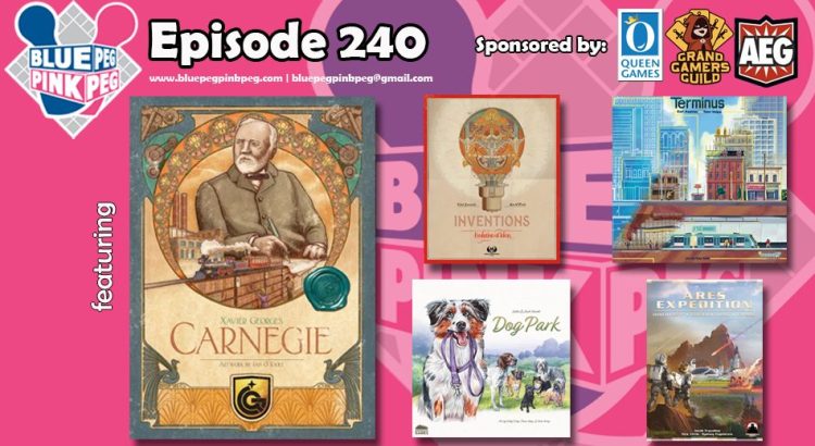 In ep 240, we discuss #atom2022 and Kevin's new friend. Review games by <a href="/Insideupgames/">Inside Up Games</a>, <a href="/EagleGryphon/">Eagle-Gryphon Games</a>, <a href="/StrongholdGames/">Stronghold Games</a>, and <a href="/BirdwoodGames/">Birdwood Games</a>. Deep dive Carnegie <a href="/Quinedgames/">Quined Games</a> <a href="/pegasusspiele/">Pegasus Spiele</a>.  Thanks to our sponsors <a href="/QueengamesUS/">QueenGames USA</a>, <a href="/GrndGmrsGld/">Grand Gamers Guild</a>, and <a href="/alderac/">Alderac</a>. bluepegpinkpeg.com/2023/04/10/epi…