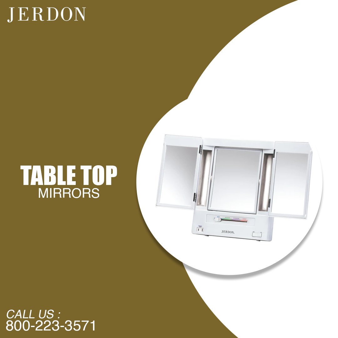 Get ready in style with the Jerdon Style Table Top Mirror. With a height of 13.75', this mirror is perfect for any vanity. Available in stainless steel, nickel, and black. Shop now at Jerdon Style!

#lightedmirrors #makeupmirrors #magnifyingmirrors #makeup #mirror #jerdonstyle