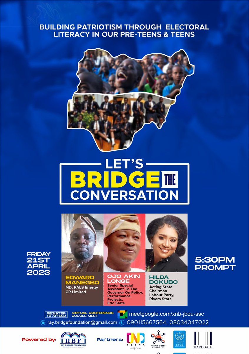 iyayi_'s tweet photo. Impact for Legacy Virtual Conference - Ray &amp; Bridge Foundation

PLEASE REGISTER TO ATTEND

Let's Bridge The Conversation *(virtual link will be sent 24 hours to the conference.)*

https://t.co/bft0DALbxo https://t.co/UZMpJEZtHr