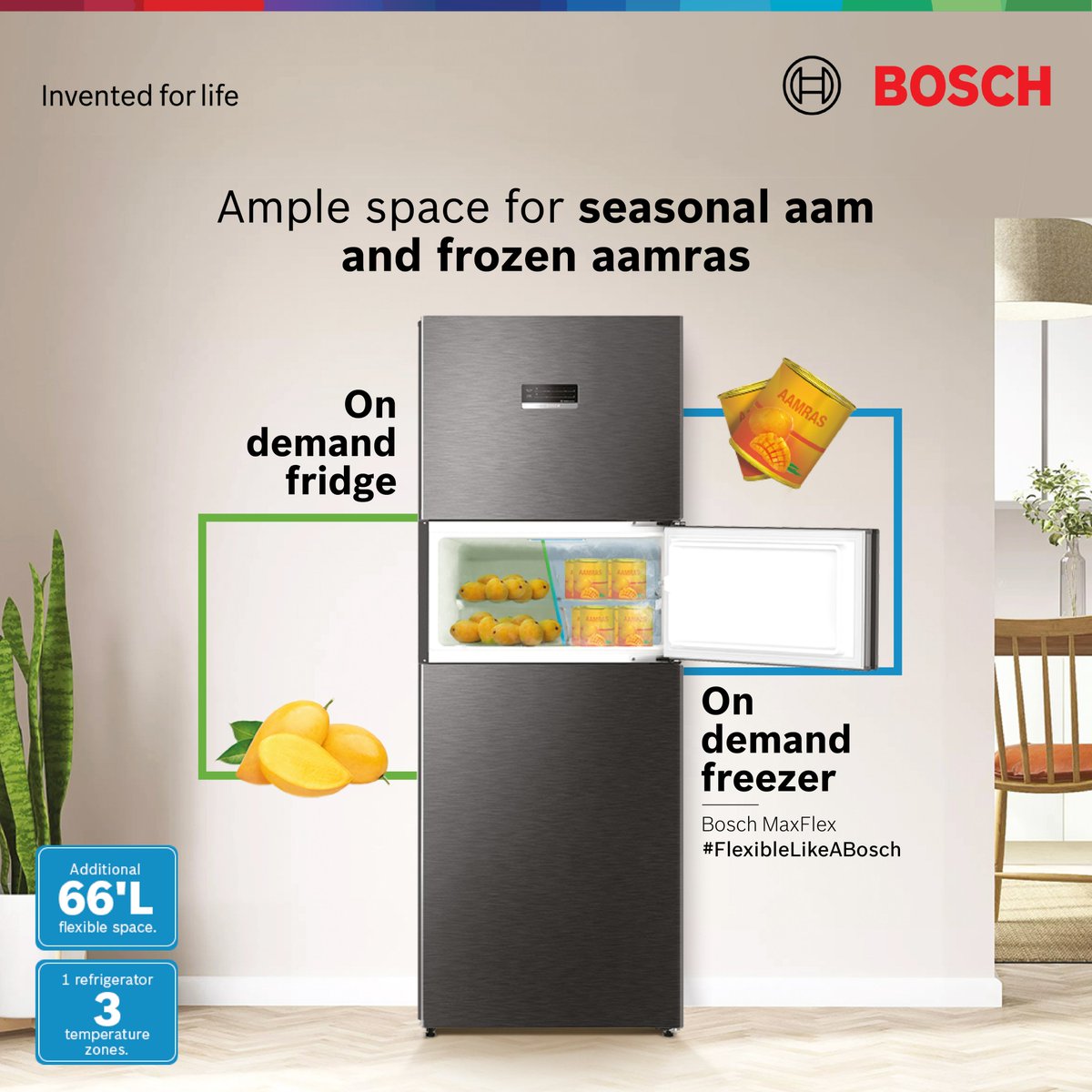 BoschHomeIn's tweet photo. Bring home the Bosch MaxFlex refrigerator to get the best of both worlds. On demand fridge for fresh, seasonal mangoes, and on demand freezer for the year-round frozen aamras.
#FlexibleLikeABosch #BoschHomeAppliances #MaxFlex #Refrigerator https://t.co/CQci0lx3uS