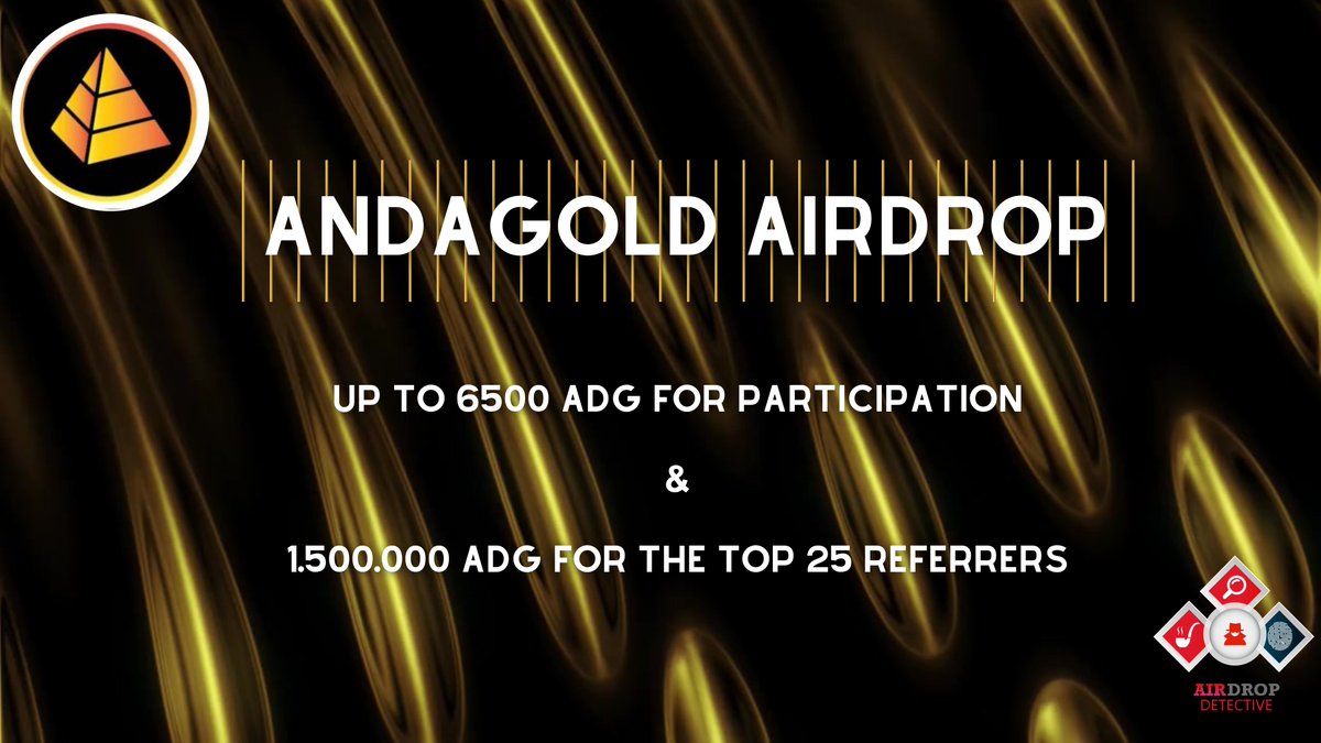 🔍 AndaGold #Airdrop

🏆 Total Airdrop Pool: 8 Million ADG 

🔴 Start the airdrop bot: t.me/AndaGoldAirdro…

🔘 Do the tasks on the bot &amp; submit your data

🔘 Details: t.me/AirdropDetecti…

#Airdrops #Bitcoin #AndaGold #AirdropDet #cryptocurrency