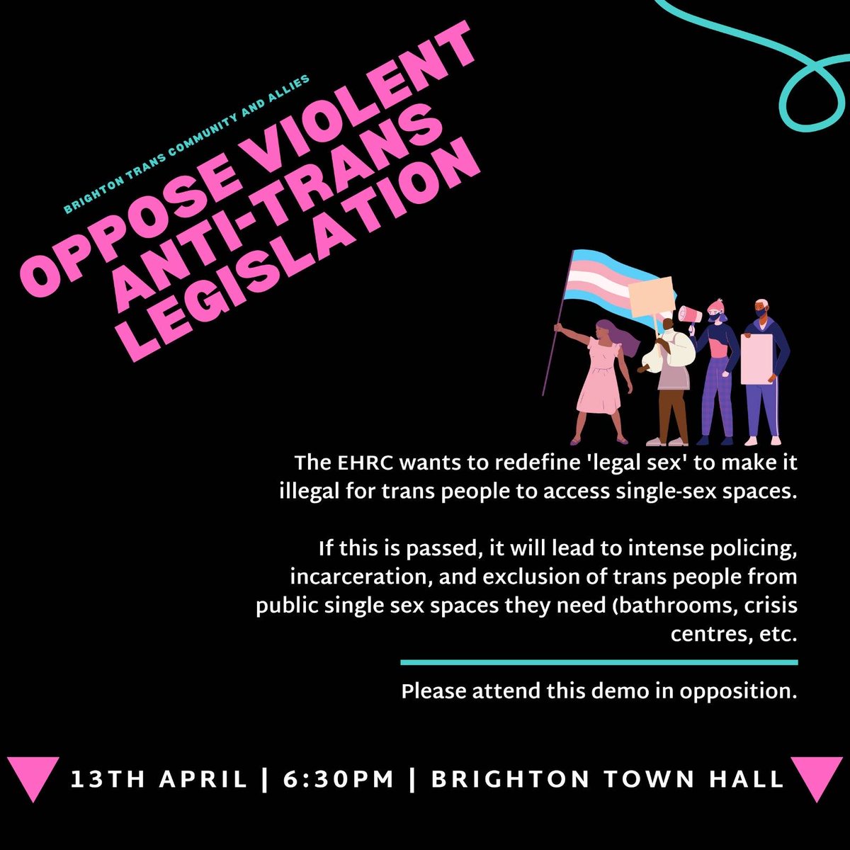 BrightonSolFed's tweet photo. There’s a protest happening in Brighton on Thursday against proposed plans to roll back trans people’s legal rights in the UK - here are the details

(Not organised by us, just sharing in solidarity!) https://t.co/o8C49UgRq3