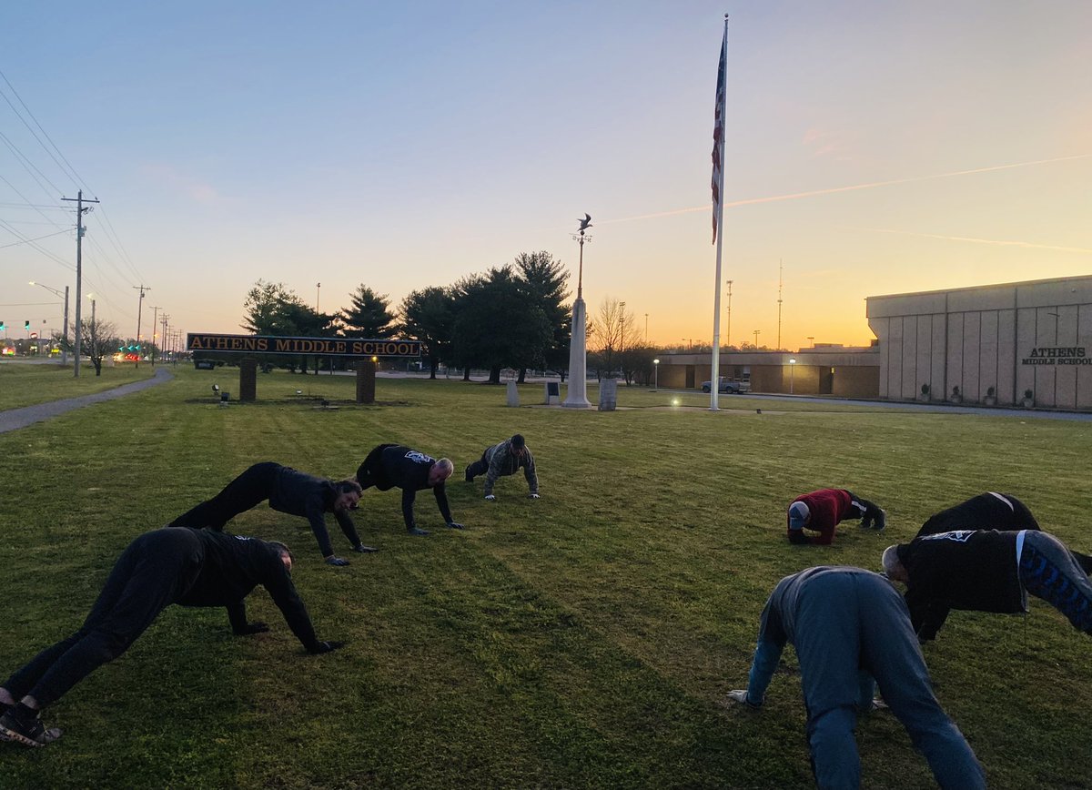 F3Athens's tweet photo. 9 PAX stepped up this morning to share in a Diesel @CKline_RTR led beatdown! Full body, constantly moving routine, even got some scenic Eagle Nest views 🦅 🪺 

Great work men!! @F3Huntsville https://t.co/cW6pyrGqEM