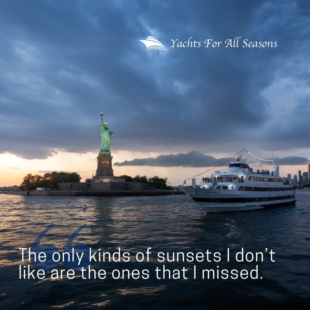 'The only kinds of #sunsets I don’t like are those I miss.'
.
.
#vibes #imonaboat #ladyliberty #kodakmoments #yacht #yachtcharter #charteryacht #yachts #NYC #YachtsForAllSeasons #Y4AS