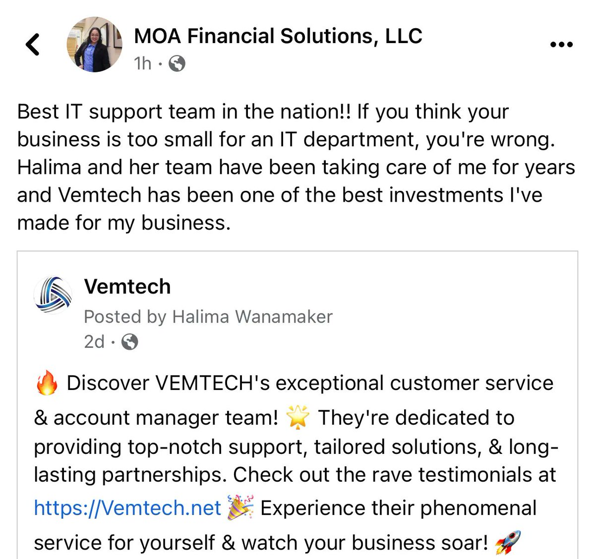 👇🏾The results of building long lasting relationships!

#VEMTECH #CustomerServiceExcellence #relationshipbuilding #results #AccountManagement #BusinessGrowth #MartinsburgWV #BerkeleyCountyWV #jeffersoncountywv #hagerstownmd #frederickmd #loudouncountyva #winchesterva