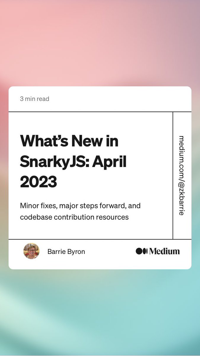 ElijahNomad's tweet image. “What’s New in #SnarkyJS : April 2023” by Barrie Byron
link.medium.com/wRwcQugQSyb