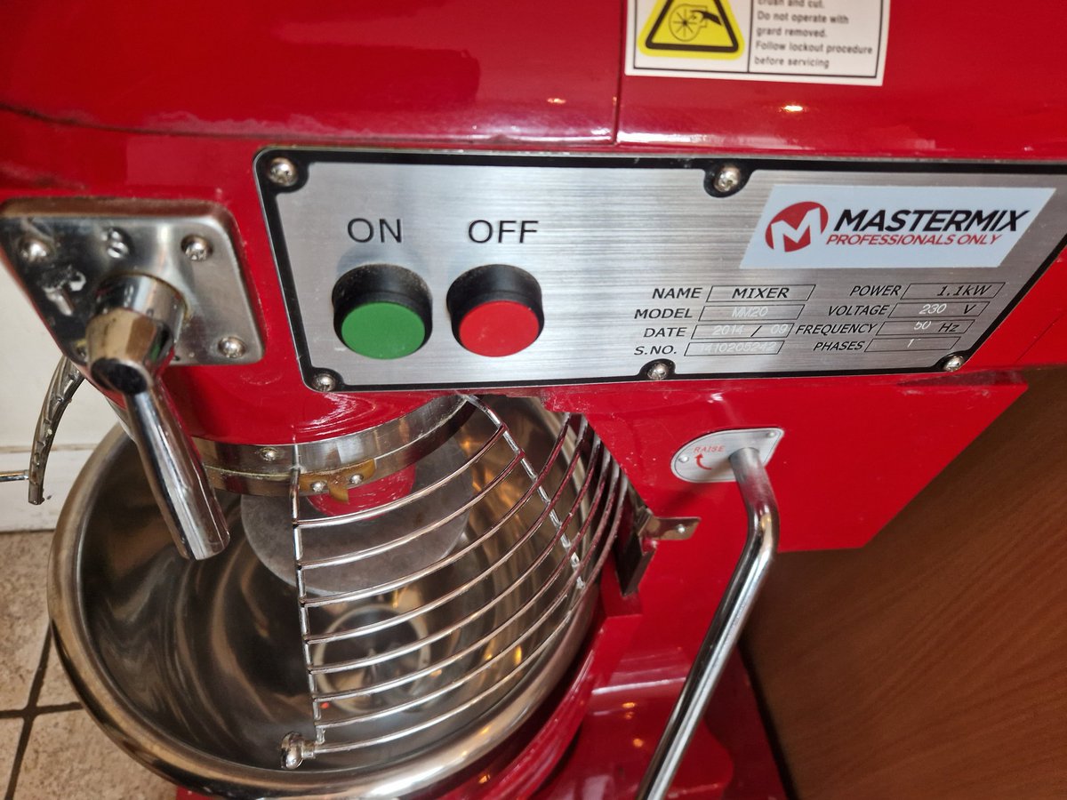 EpiMicrobakery's tweet photo. For sale 20litre 3 speed prof planetary mixer with dough hook paddle , whisk &amp; safety cage £450 ono collection only. Dm for additional details https://t.co/SMy5XYtV9t