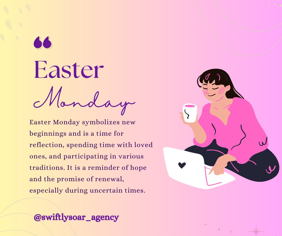 swiftlysoar's tweet photo. Easter Monday is a reminder of hope, renewal, and the promise of new beginnings. As we continue to navigate these uncertain times, let us hold on to these values and remember the power of faith, love, and community. 
#EasterMonday #Easter2023 #hope #newbeginnings https://t.co/6br4mclOG6