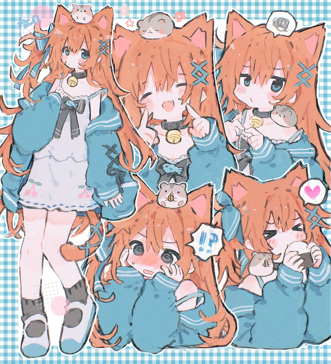 1girl animal ears tail cat ears @ @ multiple views cat tail  illustration images