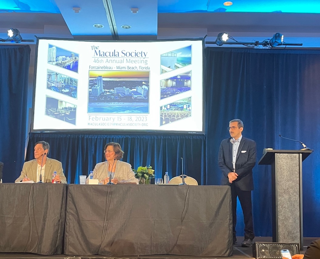 At #MaculaSociety 2023 in #Miami with the <a href="/MassEyeAndEar/">Mass Eye and Ear</a>/<a href="/HMSeye/">Harvard Ophthalmology</a> #Retina legends: Drs Gragoudas, Joan Miller, Demetrios Vavvas, <a href="/JohnBMillerMD/">John B. Miller</a> and many more honoring our young retina superstar <a href="/InesLains/">Ines Lains</a> for her Evangelos Gragoudas Award🙌🏻