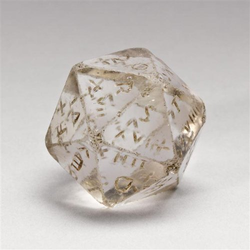 Rainmaker1973's tweet photo. This ancient 20-sided crystal dice is about 2,000 years old. Like other polyhedral dice recovered from all over the Roman empire, this one is inscribed with Latin numbers and letters 

[source, read more: https://t.co/tv9nSU3Fn0] https://t.co/2J6H0XI3pY
