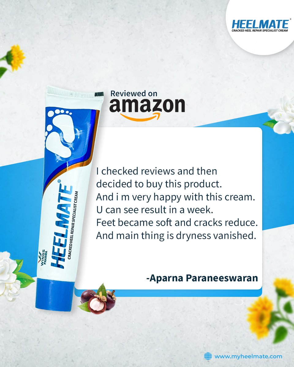 myheelmate's tweet photo. Aparna Paraneeswaran is really happy using our product Heelmate.

Complete Care For Cracked Heels - Try Heelmate Heel Repair Cream.

#Heelmate #CrackedHeels #DryHeels #CrackedFeet #HeelmateCream #BeautifulFeet https://t.co/7xykbSGMvc