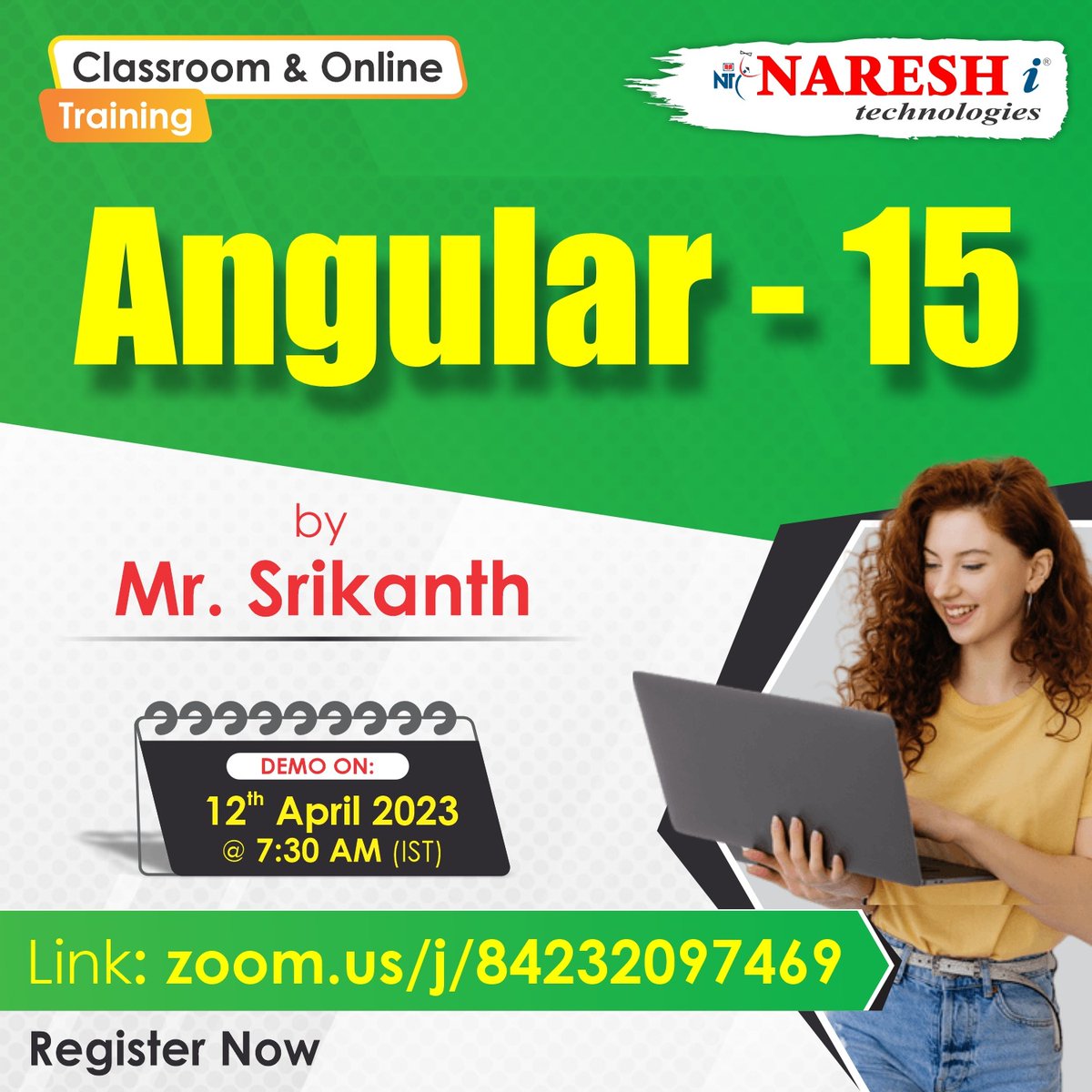 nareshitech's tweet image. ✍️Enroll Now: bit.ly/3Ur6pFs
👉Attend Free Online Demo On Angular 15 by Mr. Srikanth.
📅Demo On: 12th April @ 07:30 AM (IST)
🌐Visit: nareshit.com/new-batches-hy…
040-2374 6666 | support@nareshit.com
#Angular13 #webdevelopment #learning #onlinetraining #education #software