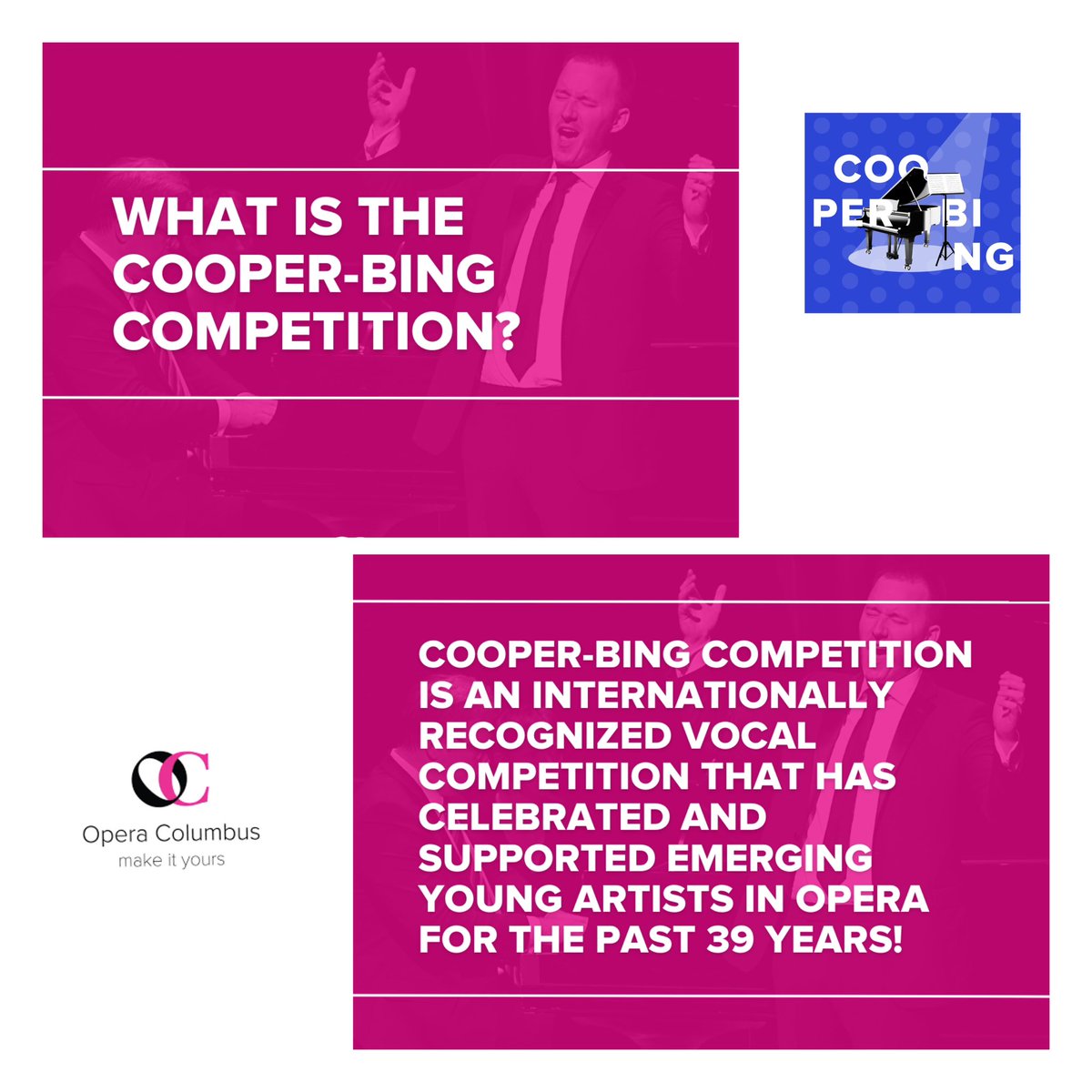 OperaColumbus's tweet photo. What is the Cooper-Bing Competition❓Swipe to find out!
 
Did we mention – tickets are only $15?! Don’t wait – get your tickets now❗️

🔗https://t.co/iwU3hCiqNU
 
#operacbus #makeityours #artmakescbus #columbusohio #onlyincbus #cbuslife #asseenincolumbus #meetopera https://t.co/0D0v85CBRM