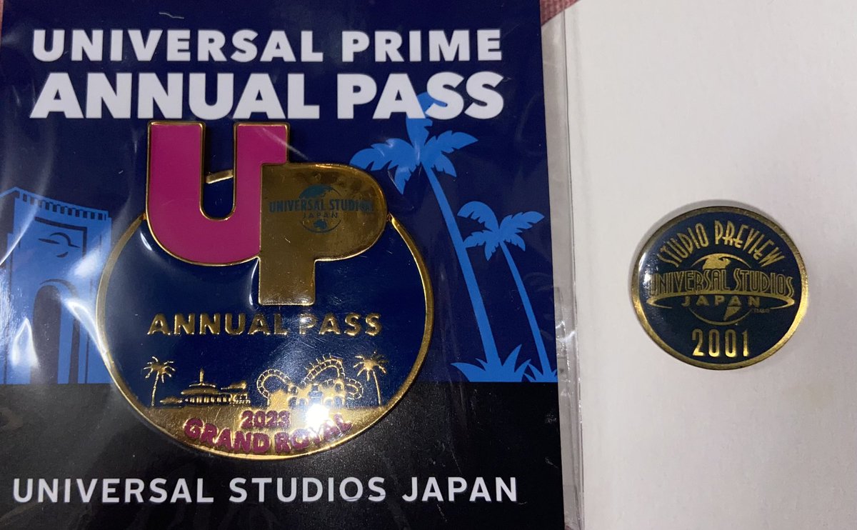 USJ なう 本日よりUSJ年パス『グランロイヤル』 オリジナルピンバッジ