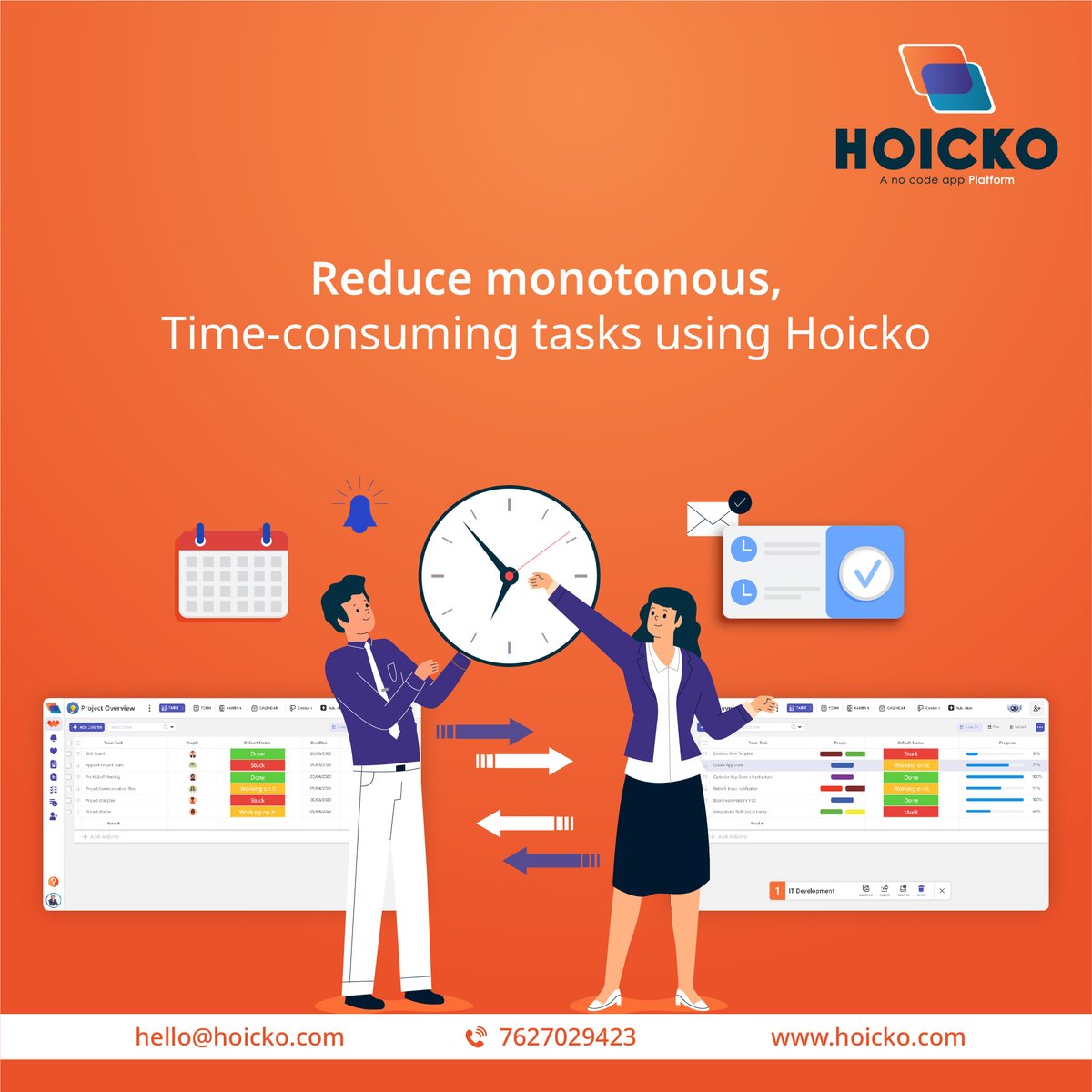 hoicko_official's tweet photo. Spend less time doing monotonous work. Let Hoicko do it for you. #Hoicko #automations and streamline your work processes. https://t.co/Lnuso8OPTt #nocodeapp  #projectmanagementsoftware #teammanagementtoolinIndia #Freenocodeapp #worktaskmanagementapp #taskmanagementtoolinIndia https://t.co/tYFrhjqbT2