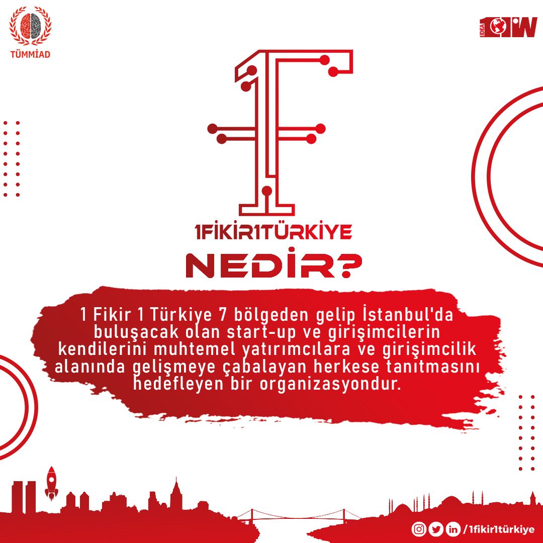 Tüm girişimcilerin dikkatine!📢

1 Fikir 1 Türkiye nedir? Gelin sizler için kısaca açıklayalım. ⬇️

Dünyaya daha fazla 'Türk Mucit' kazandırmak ve icatlarının insanlığa faydalı olması için gerekli desteği sağlamak amacı ile kurulan TÜMMİAD yapılanmamızdan çıkan ++