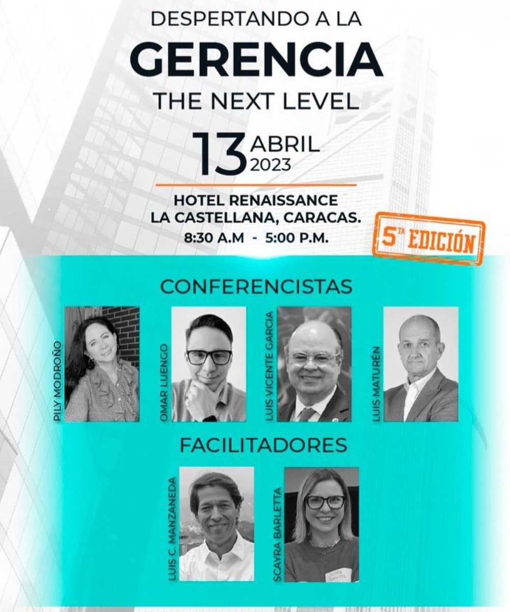 Este jueves #13Abr 
Despertando a la Gerencia en su 5ta edición. 

Con <a href="/luismaturen/">luismaturen</a> <a href="/Pilymodrono/">Pily Modroño</a>
#omarluengo y un servidor.

Información en <a href="/Espacioteca/">Aprendizaje Innovador</a> y en instagram.com/espacioteca?ig…