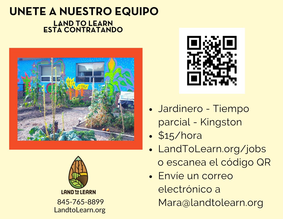 LandToLearn's tweet photo. Land to Learn is hiring! Do you love to garden? Do you want to support creating garden classrooms for elementary students? We're hiring one part time temporary (June to Sept) gardener in Beacon and one in Kingston!
Click link in bio to learn more and apply https://t.co/wCr8AD62uL