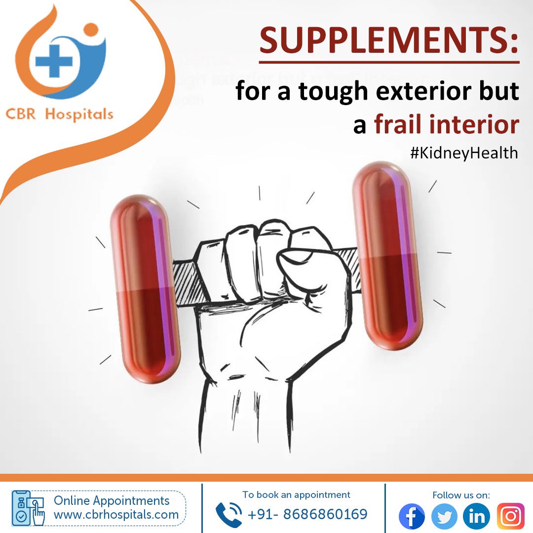 Supplements may promise quick gains, but consistent overuse can lead to long-term weakness as your body becomes reliant on external sources instead of building its own strength.

cbrhospitals.com

#kidneyhealth #kidneydisease #kidneysurgery #kidneytransplant #cbrhospitals