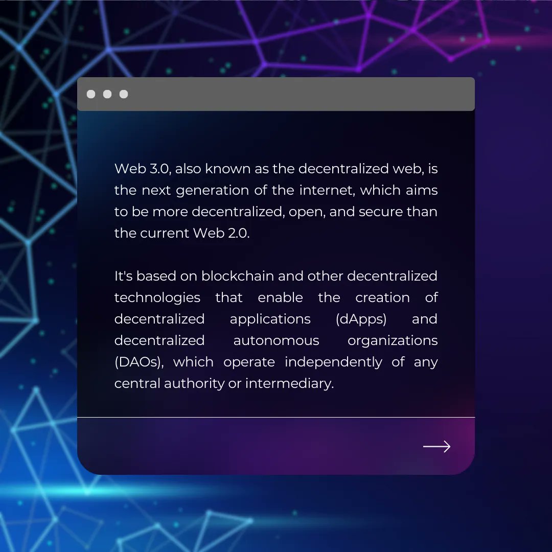Web3markteam's tweet photo. What is the Web3?
New era of decentralisation.
Learn more in simple terms with us.

#webdevelopment #Web3gaming #web3women #Web3gaming #web3protocol #Decentralization #decentralized https://t.co/GS7u0OJiBG