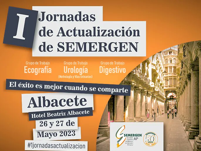 🔜26 y 27 MAY en Albacete: I Jornadas de Actualización conjunta de 
<a href="/gastroprimaria/">GastroprimariaSemergen</a> <a href="/GTNefroUro/">GT Nefrourologia SEMERGEN</a>  y #EcoSEMERGEN
😍 Cuota inscripción REDUCIDA
😍 BECAS
😍 Envío COMUNICACIONES hasta 13 Abril
🆙 semergen.es/jornadasactual…