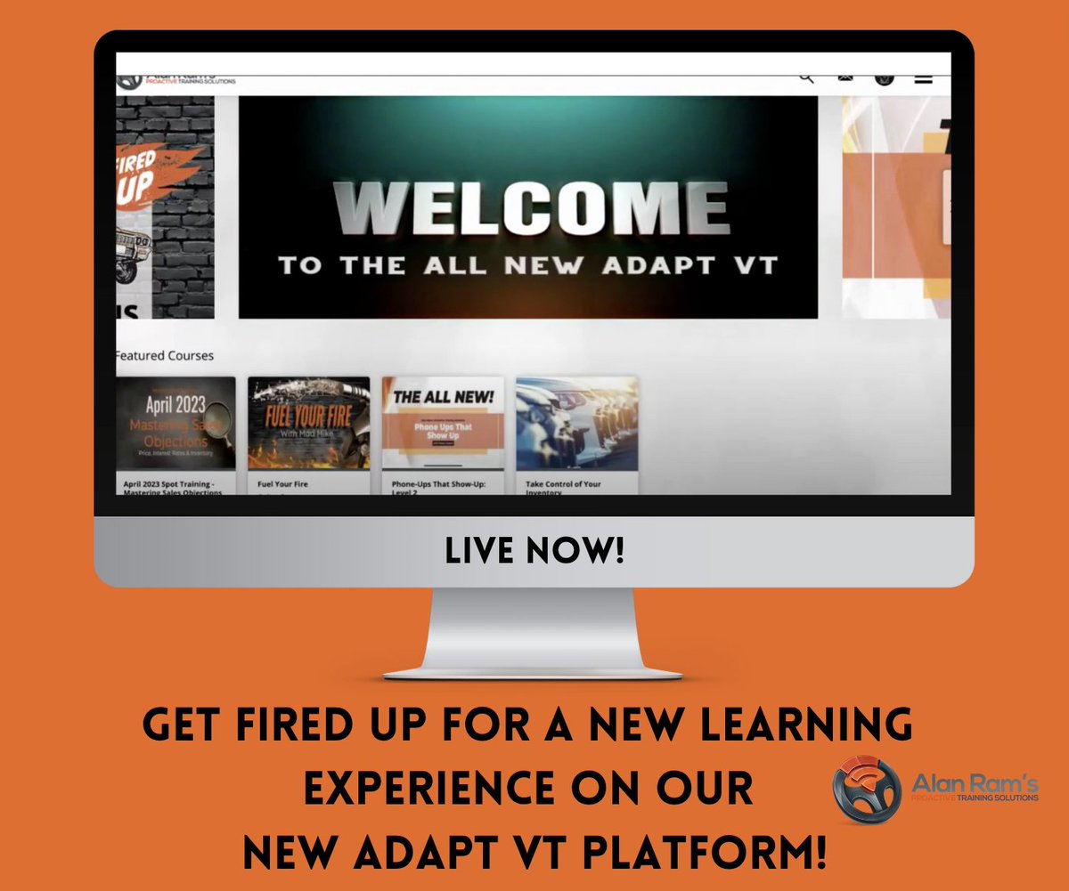 AlanRamTeam's tweet photo. When you log into your ADAPT VT online platform today, get ready for an entirely new learning experience!
Click here ➡️  https://t.co/LGiBPd5I25  ⬅️ for a LIVE walkthrough with Trainer Susan. Proactive Training Solutions is here to help drive your team to success. https://t.co/VONaHvynW3