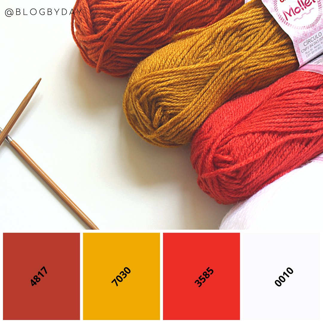 BlogByDay's tweet photo. Escolhi uma paleta de cores bem a cara do outono. Aqui eu uso fio Mollet da @circuloprodutos e nas fotos ao lado deixei o número das cores que usarei num projeto de gorro. Alguém aqui gosta dessa paleta de cores?

🌷 https://t.co/CdZKnXApHd

#blogbyday #tricô #knit https://t.co/mPXscH5qwD
