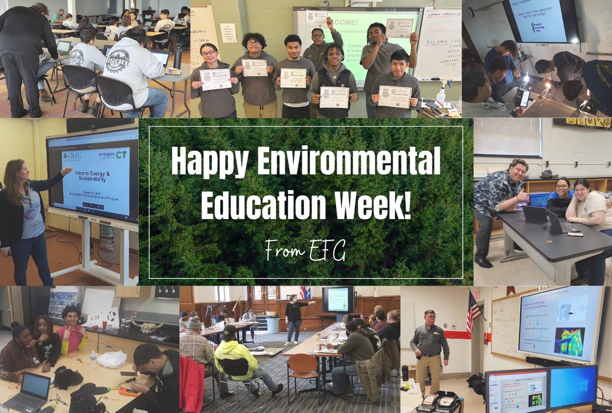 Happy #EnvironmentalEducationWeek from Earth Forward Group! Education is at the core of what we do at EFG; from nature-based S.T.E.M, to sustainability workshops and certification/technical training! 🌍👩‍🏫 @CTTechHS @JoinBPA @_BPI_ @USGBC