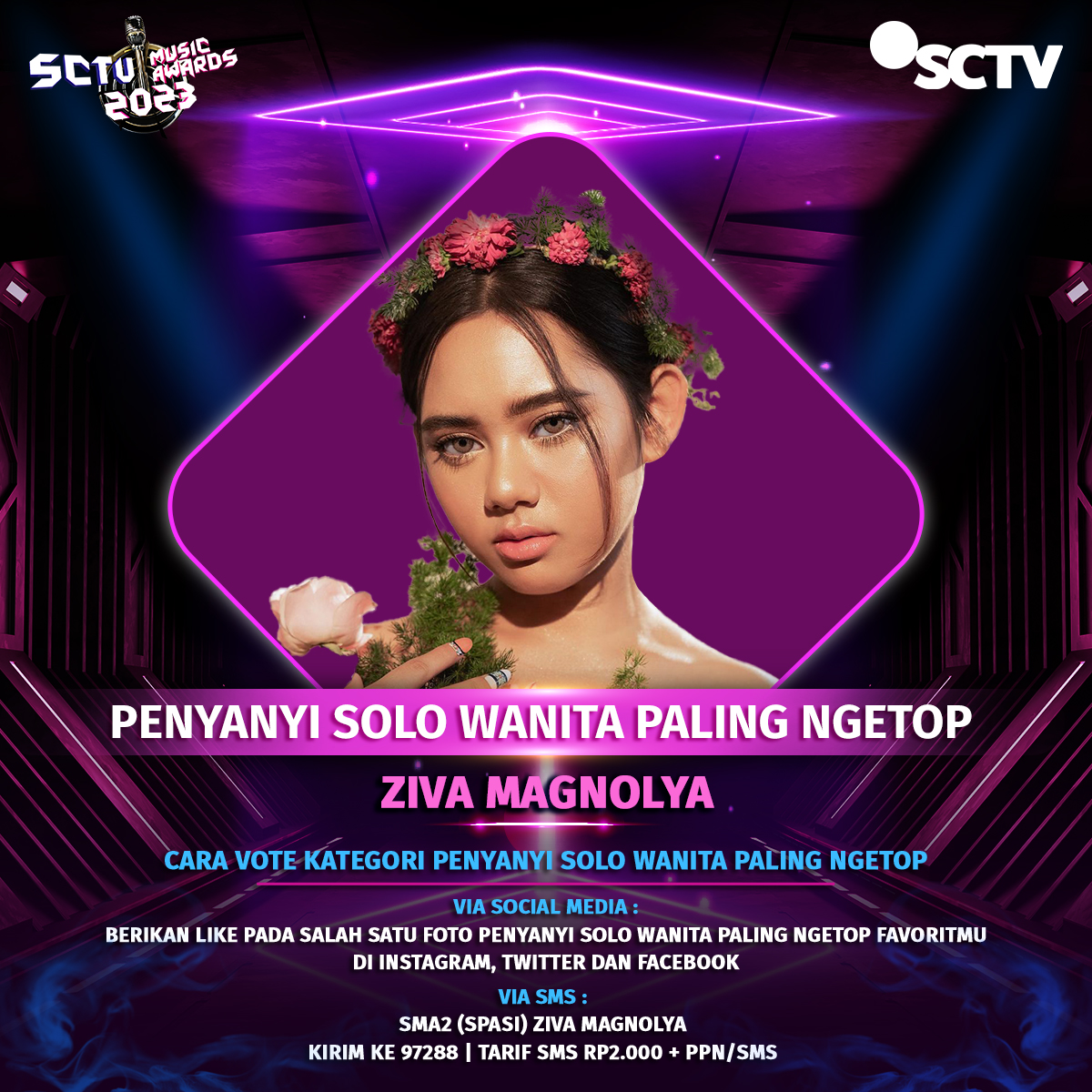 SCTV's tweet photo. Yuk, dukung @zivamagnolyeah untuk memenangkan "Kategori Penyanyi Solo Wanita Paling Ngetop" #SMA2023 dengan cara like postingan ini!

Periode vote: 10 April - 7 Mei 2023, pkl 23.59 WIB.

#VoteSMA2023
#SMA2023Ziva 
#SCTVSpesial https://t.co/eS3ombdINL