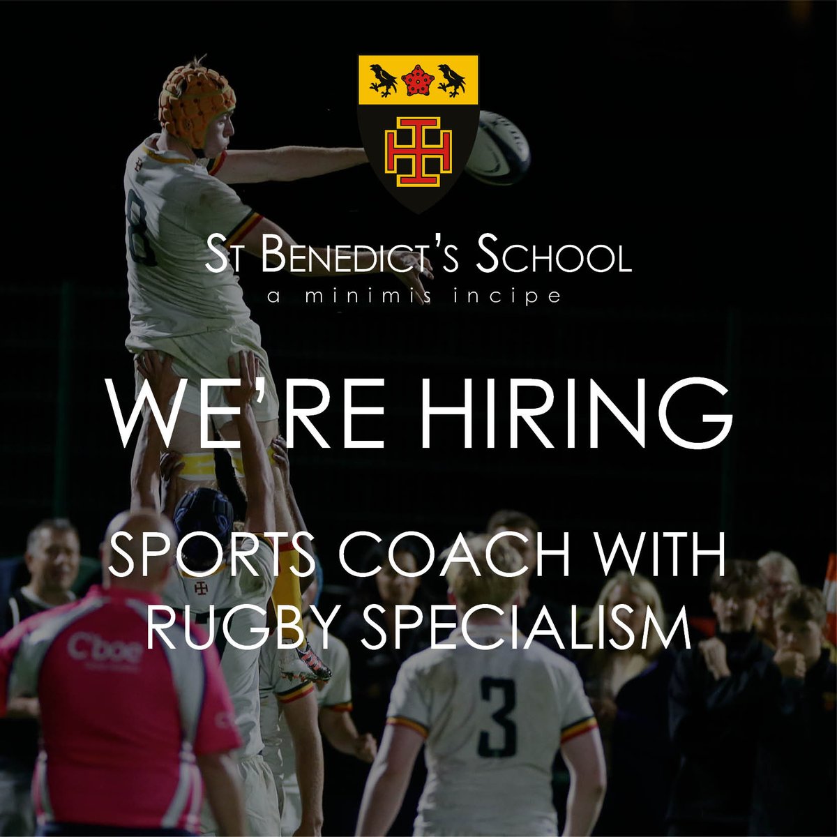 We're hiring - Sports Coach with Rugby Specialism. More details: stbenedicts.org.uk/news/?pid=6&ni…