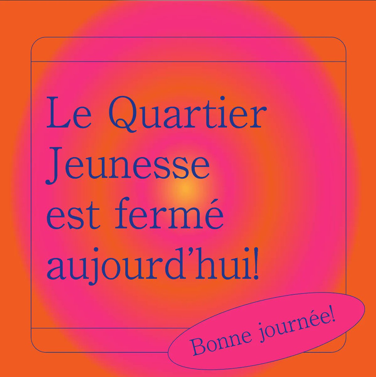 Veuillez prendre note que le CJEMCV est fermé aujourd"hui.

Nous sommes encore en train de nous remettre de nos soupers copieux et nos desserts chocolatés! 

De retour demain. 👋🏼
