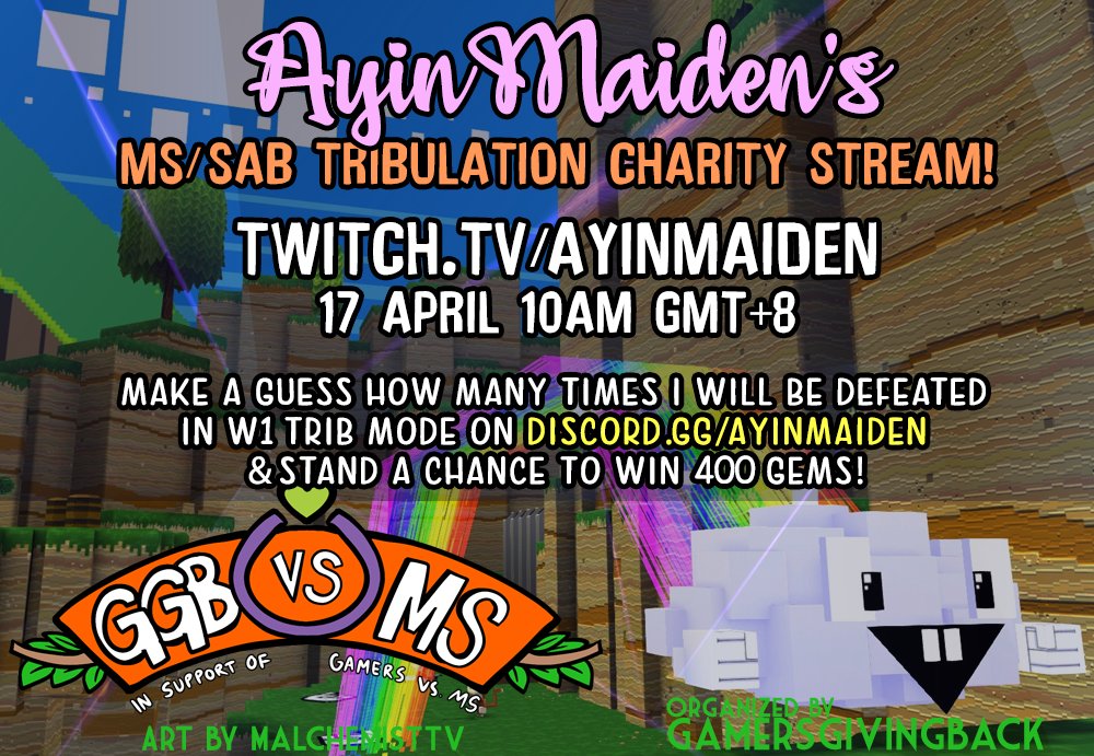 AyinMaiden's tweet photo. GGB vs MS #charity
🔸 https://t.co/5eAqPsujn3
🔸 Check details below!
400💎 #Giveaway
✅ Join https://t.co/1W6L1TIOsX
✅ Guess how many times I will be defeated in #GuildWars2 #SuperAdventureBox World 1 Tribulation Mode on my 17 April stream!
Sponsored by @ArenaNet https://t.co/Zq85L7aQRj