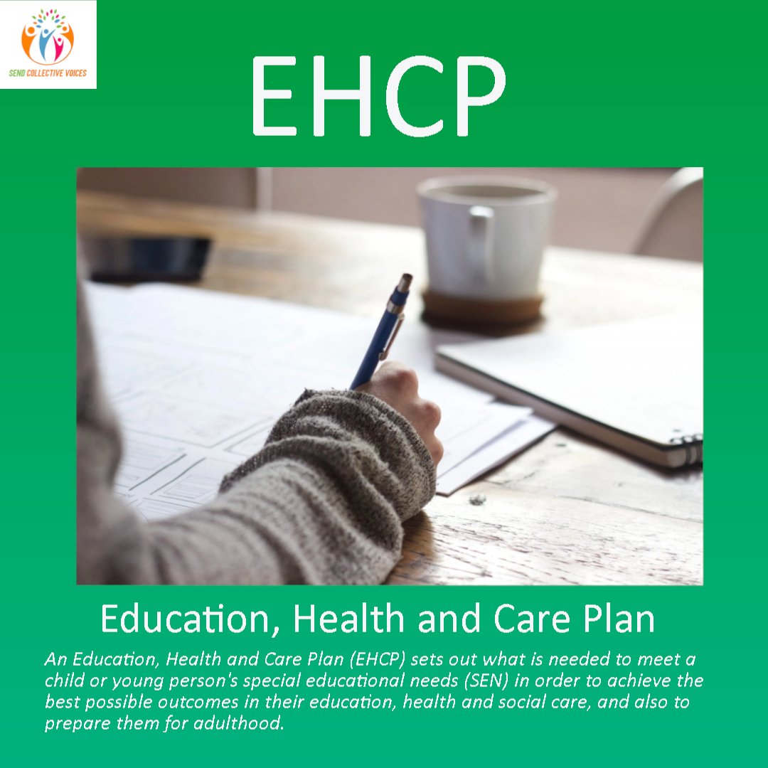 EHCP - Education, Health and Care Plan

"An EHCP sets what is needed to meet a child or young person's special educational needs (SEN) to achieve the best possible outcomes in their education, health and social care, and also to prepare them for adulthood"

#sendresources