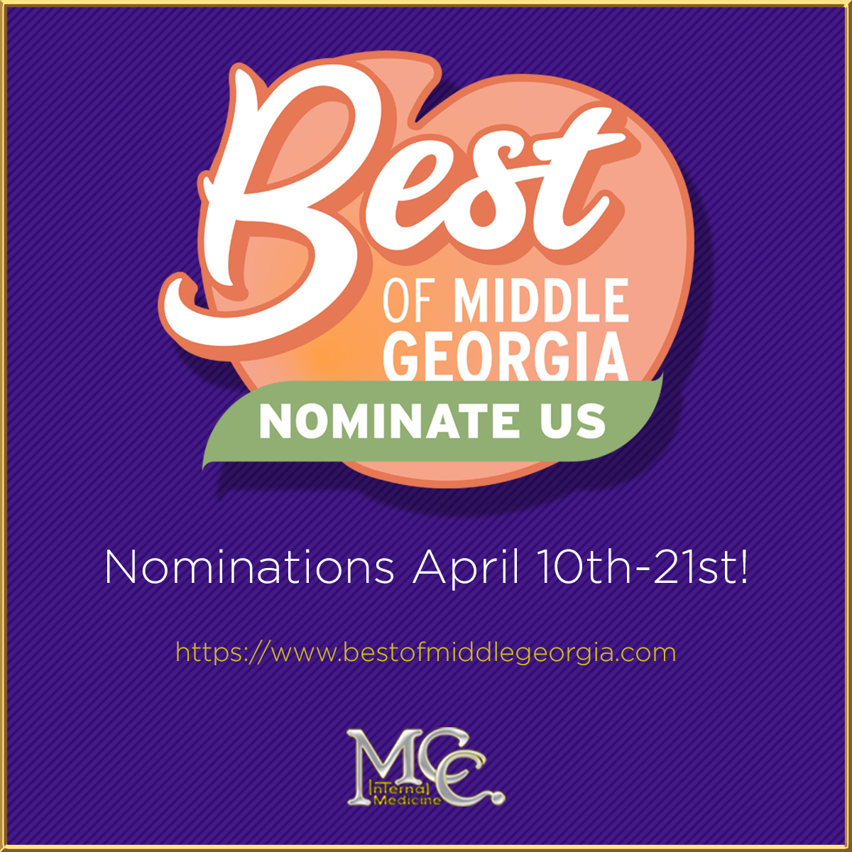 Nominations for the Best of Middle Georgia begin today AT NOON!

•Go to bestofmiddlegeorgia.com .
•Navigate and vote for Dr. McClure in the Doctor category.
•Navigate and vote for MCC in the Family Medicine category.

Thanks so much!

#BestofMiddleGeorgia
